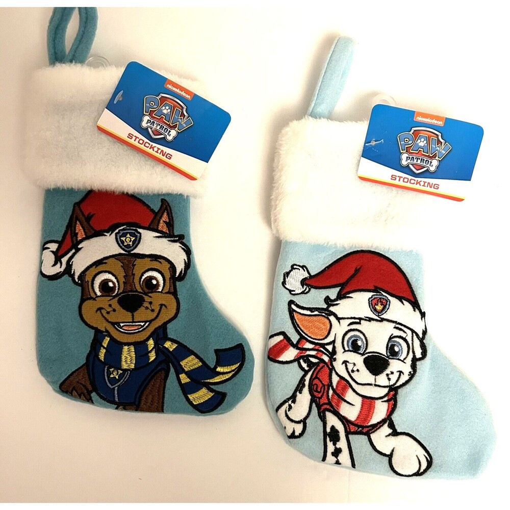 Paw Patrol Marshall Chase Christmas Stockings 9" Lot of 2 NEW TAGS 2023